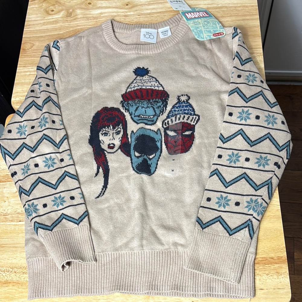 NEW NWT MARVEL Kids sweater size Medium Spiderman Hulk winter sweater